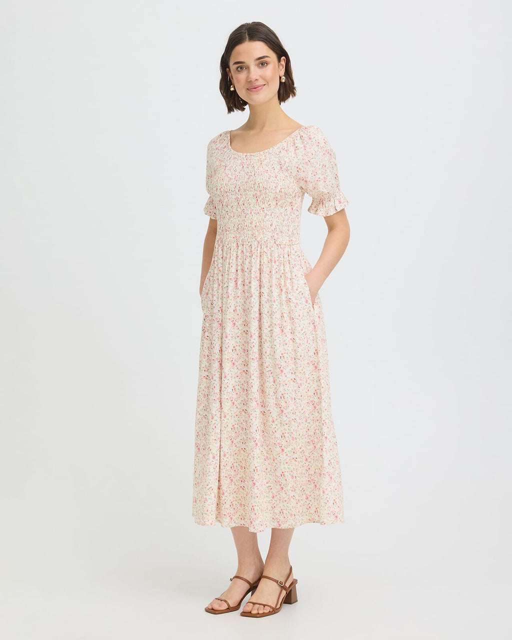 Fransa Midikjole Heat DR 3 - Pink Boho Floral