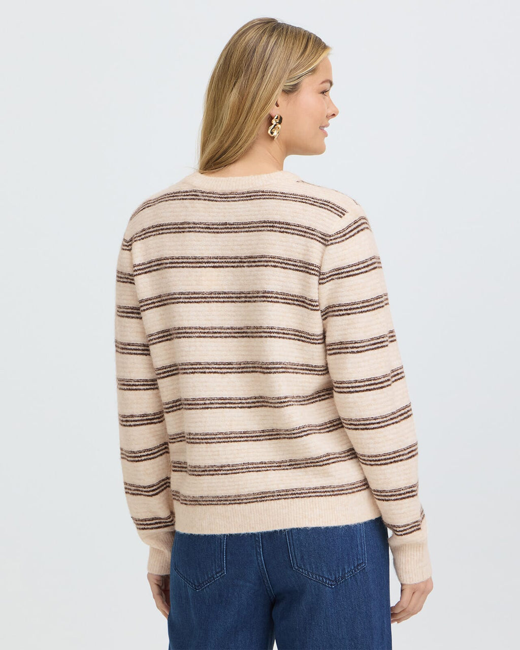FRANSA Strikkegenser Kendra PU - Oatmeal stripe