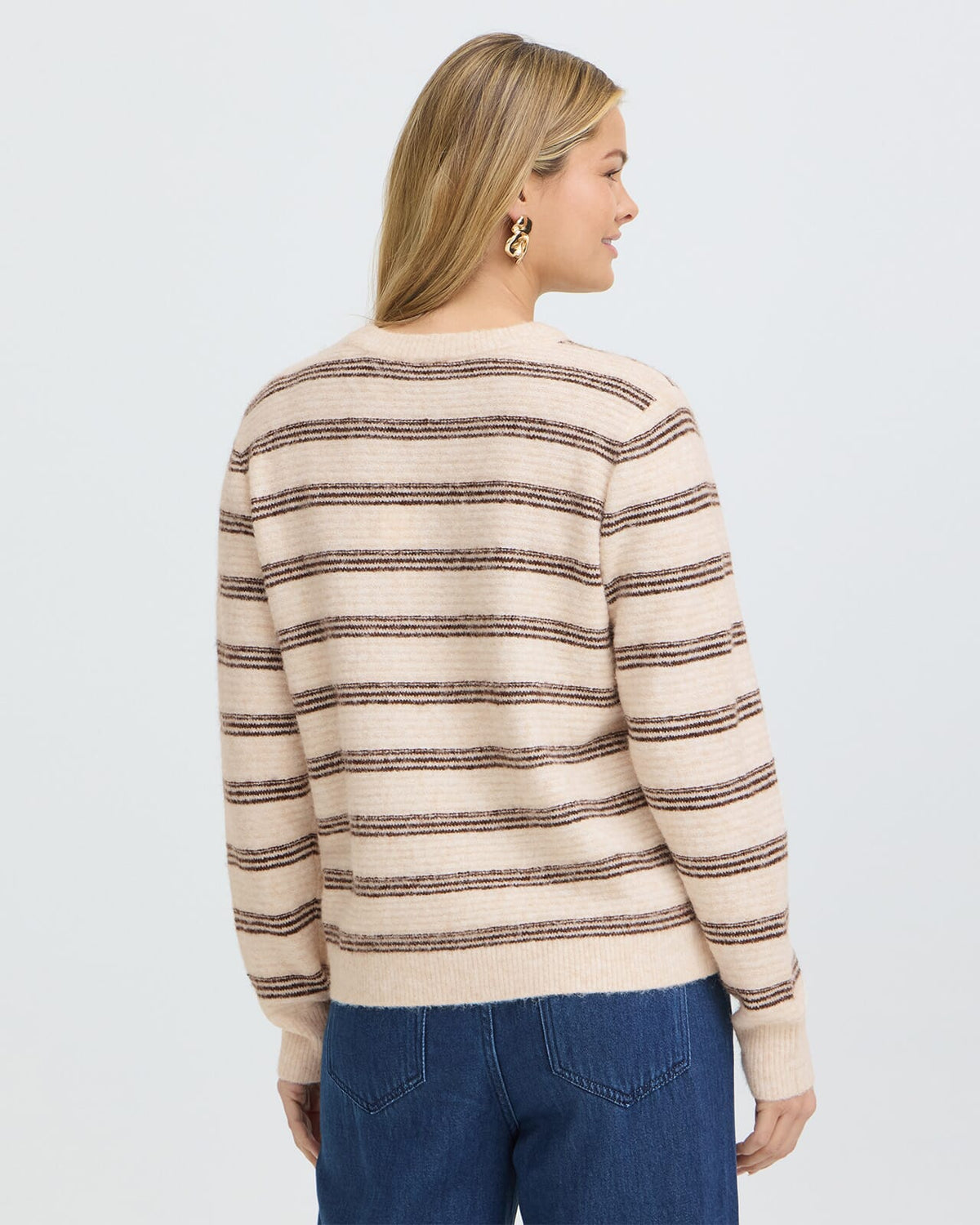 FRANSA Strikkegenser Kendra PU - Oatmeal stripe