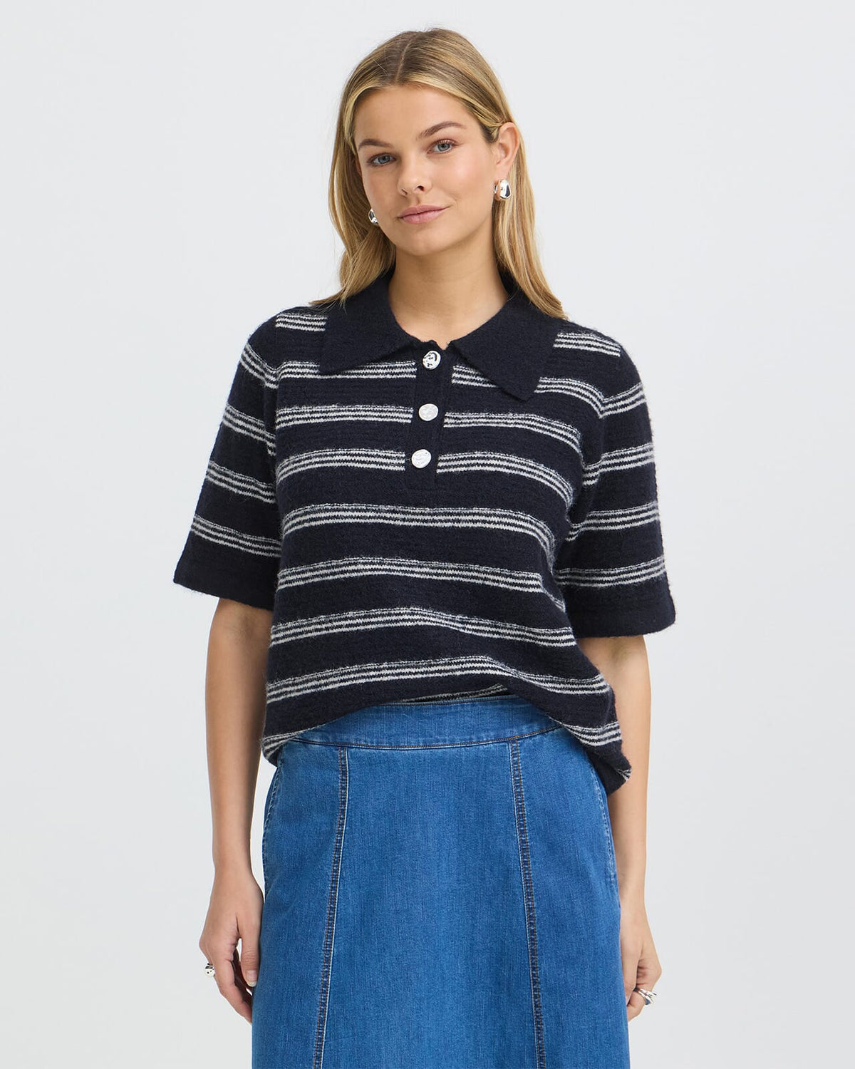 FRANSA Strikket Topp Kendra PU - Salute Stripe