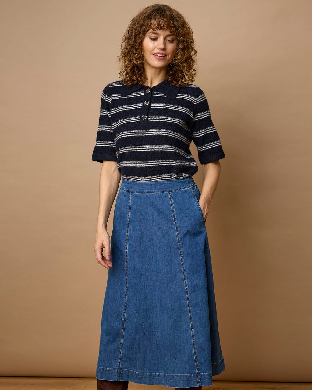 FRANSA Strikket Topp Kendra PU - Salute Stripe