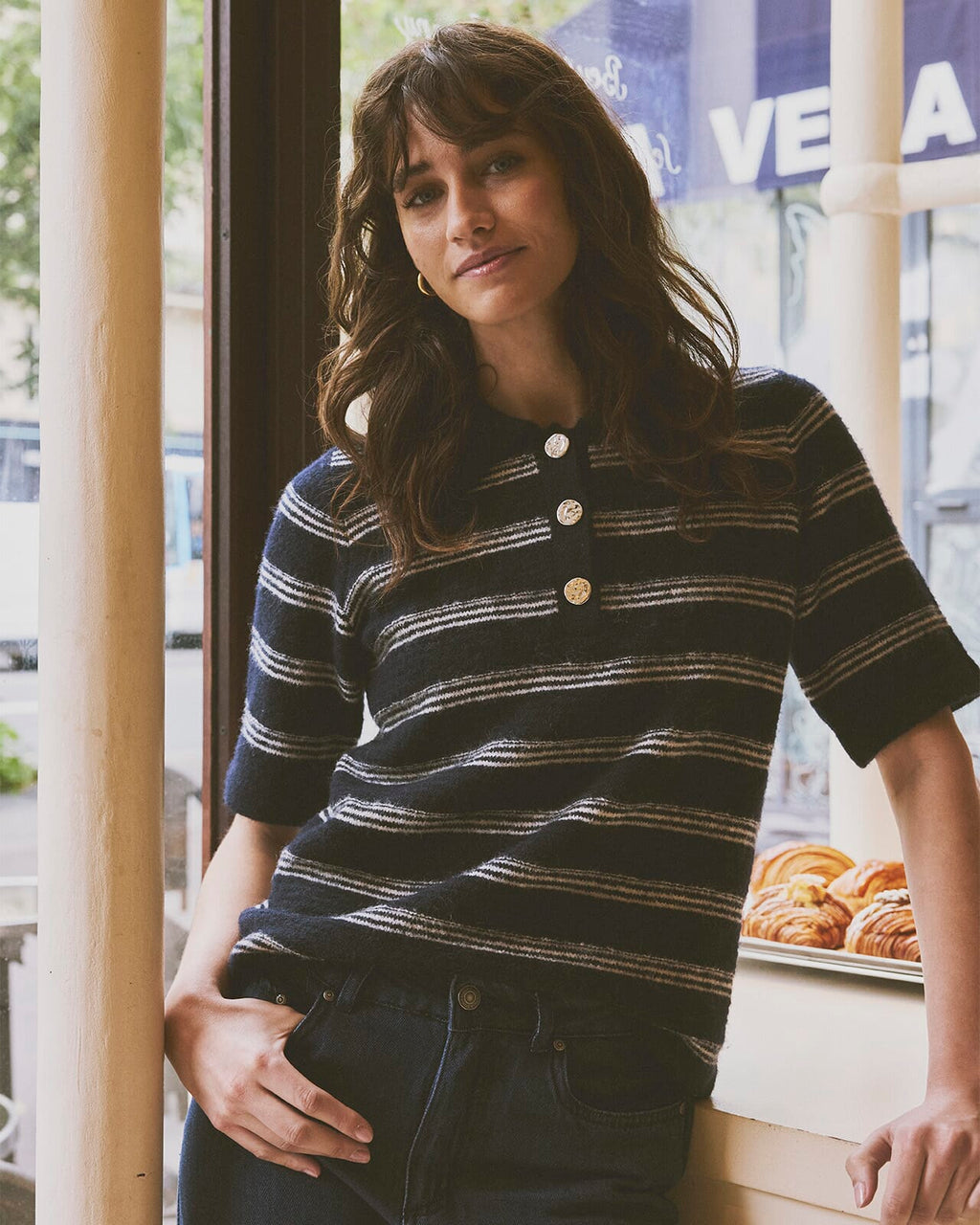 FRANSA Strikket Topp Kendra PU - Salute Stripe