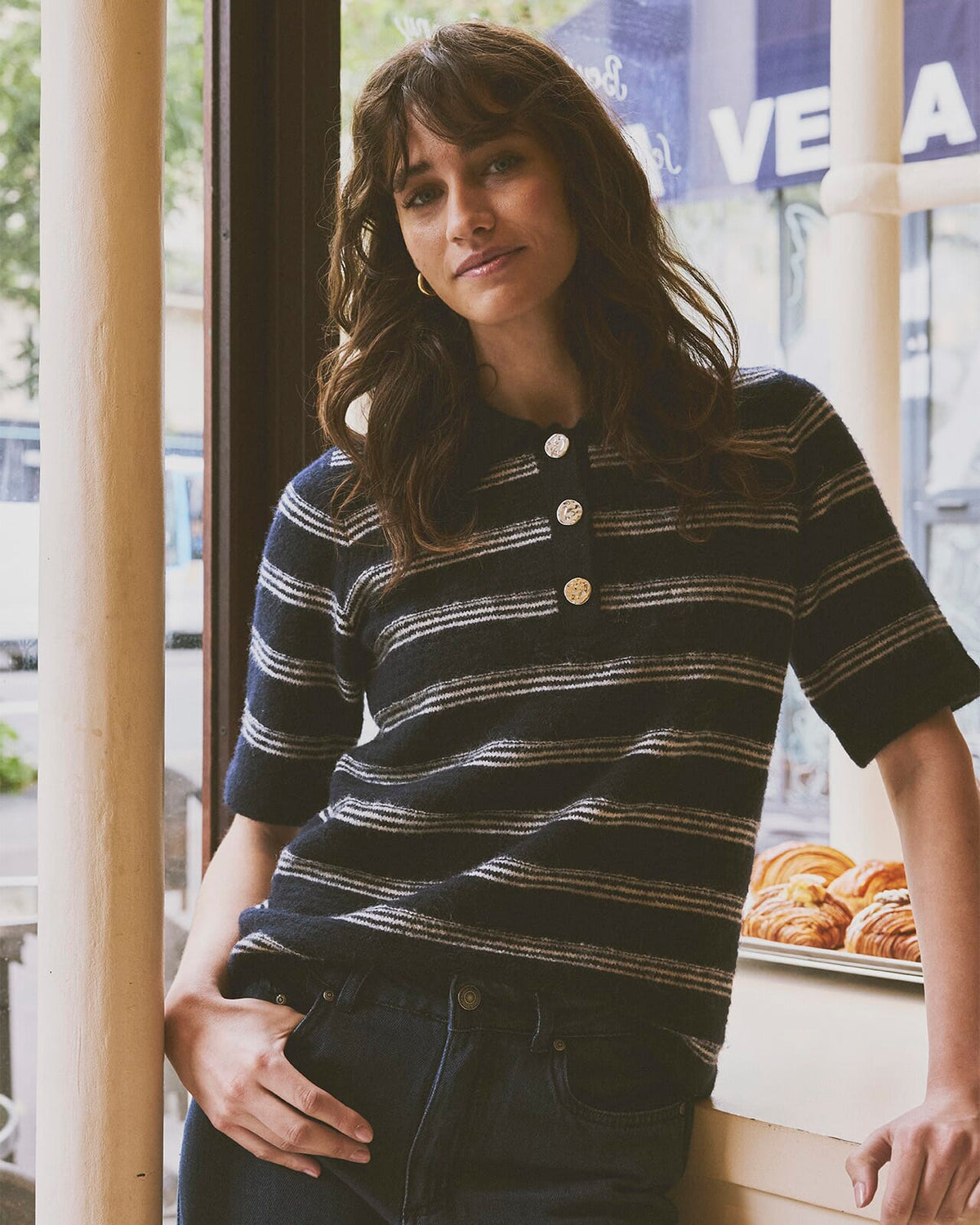 FRANSA Strikket Topp Kendra PU - Salute Stripe