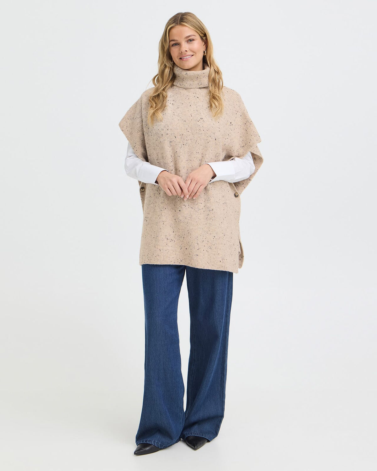 FRANSA Poncho Nanna PO - String Melange