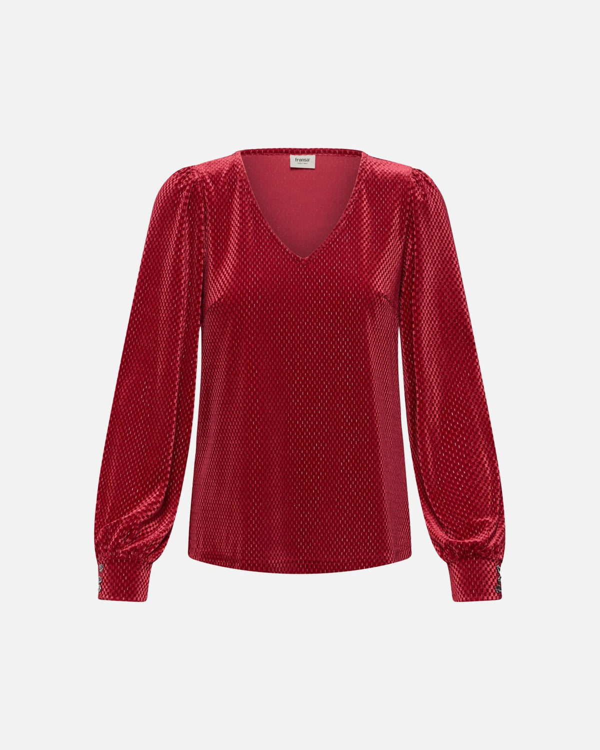 Fransa Bluse Koa Velour BL 1 - Rhythmic Red