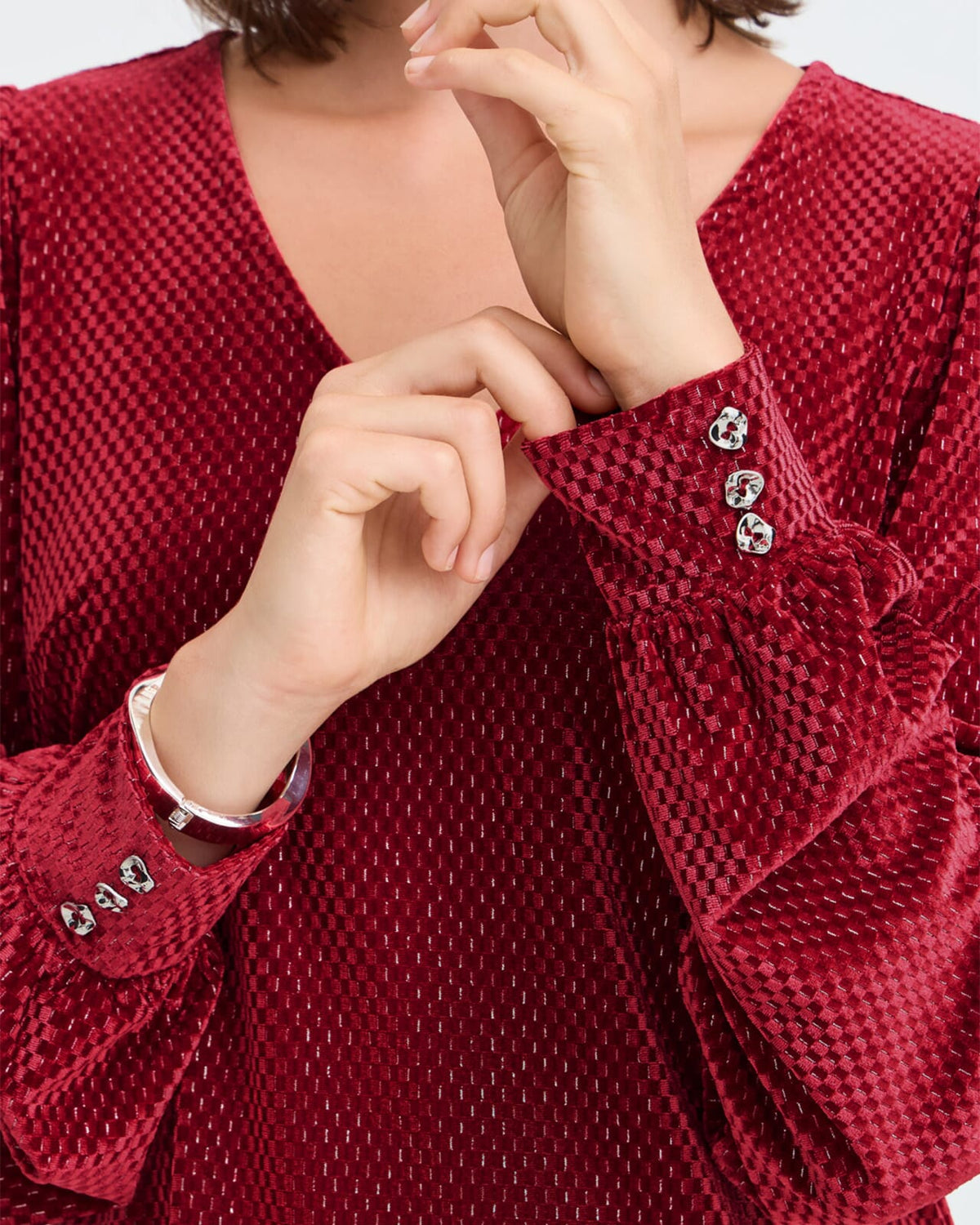 Fransa Bluse Koa Velour BL 1 - Rhythmic Red