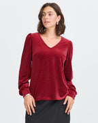 Fransa Bluse Koa Velour BL 1 - Rhythmic Red