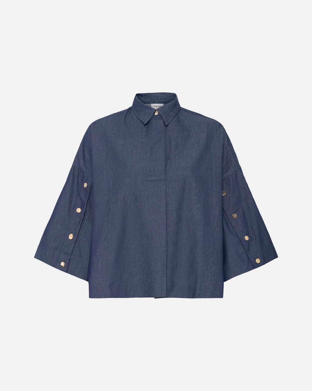 Fransa Skjorte Firana SH 1 - Mid Blue Denim