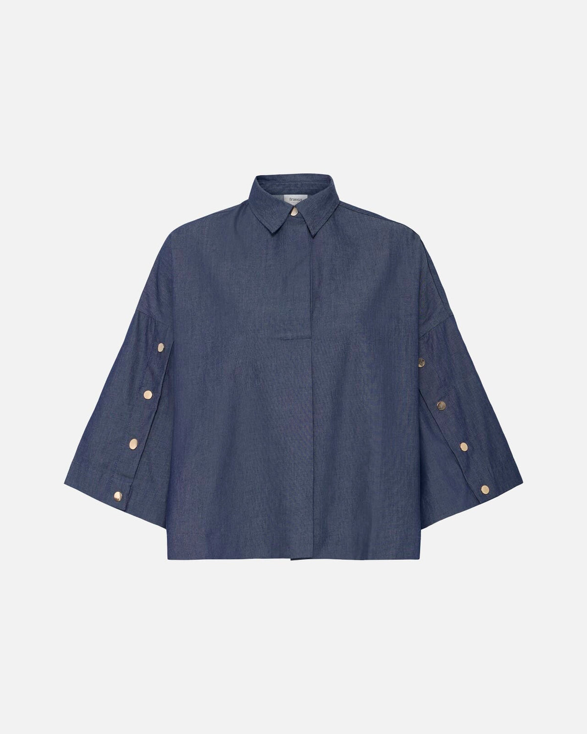 Fransa Skjorte Firana SH 1 - Mid Blue Denim