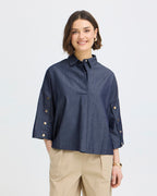 Fransa Skjorte Firana SH 1 - Mid Blue Denim