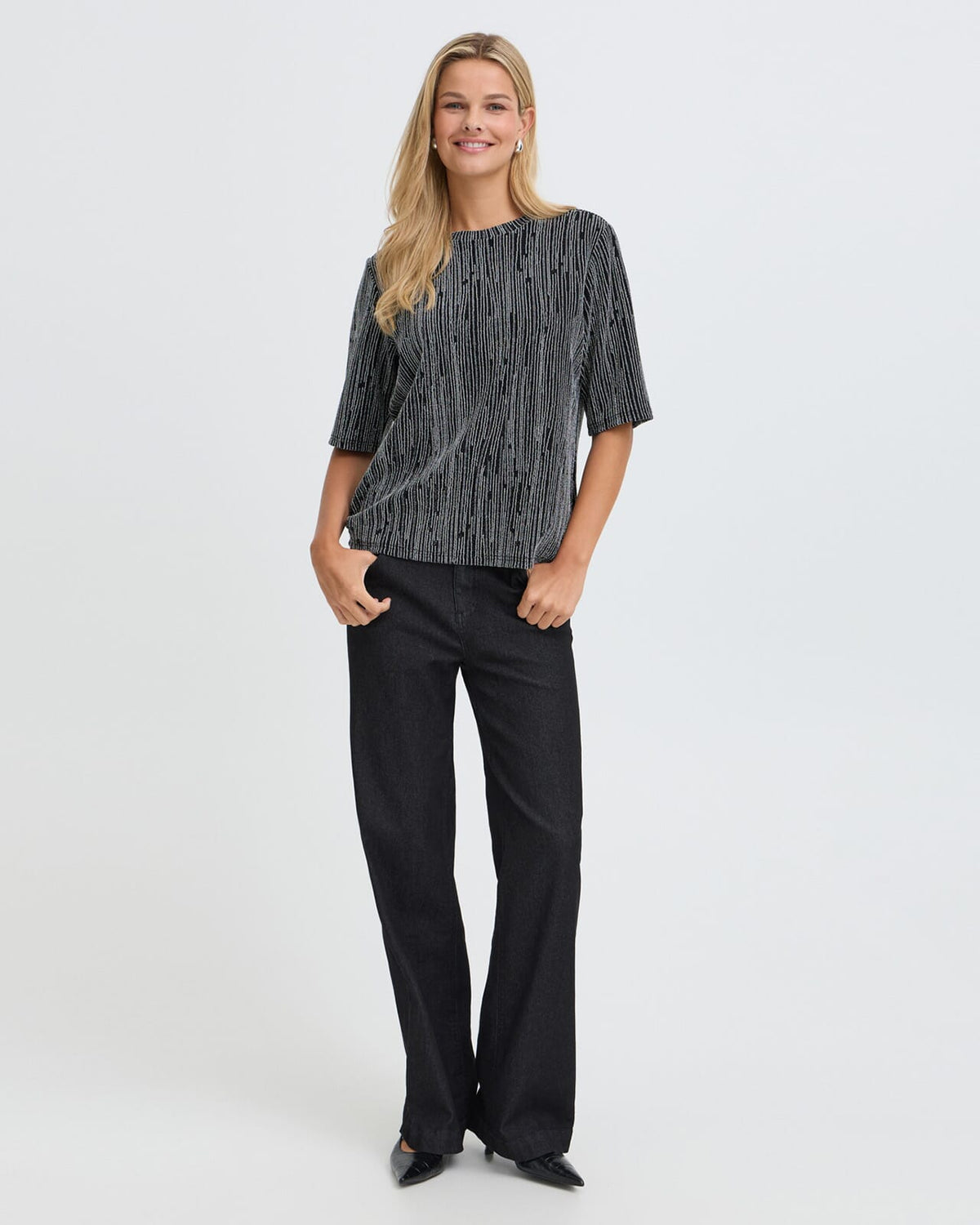 Fransa T-skjorte Glidia TEE 1 - Silver Stripe