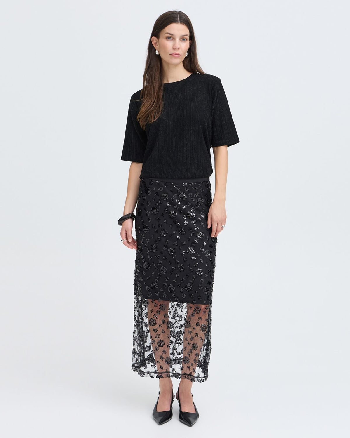 Fransa T-skjorte Glidia TEE 1 - Black Stripe