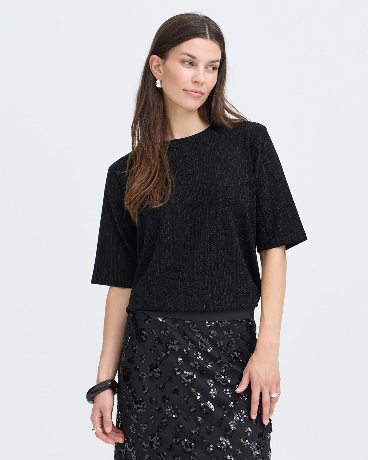Fransa T-skjorte Glidia TEE 1 - Black Stripe