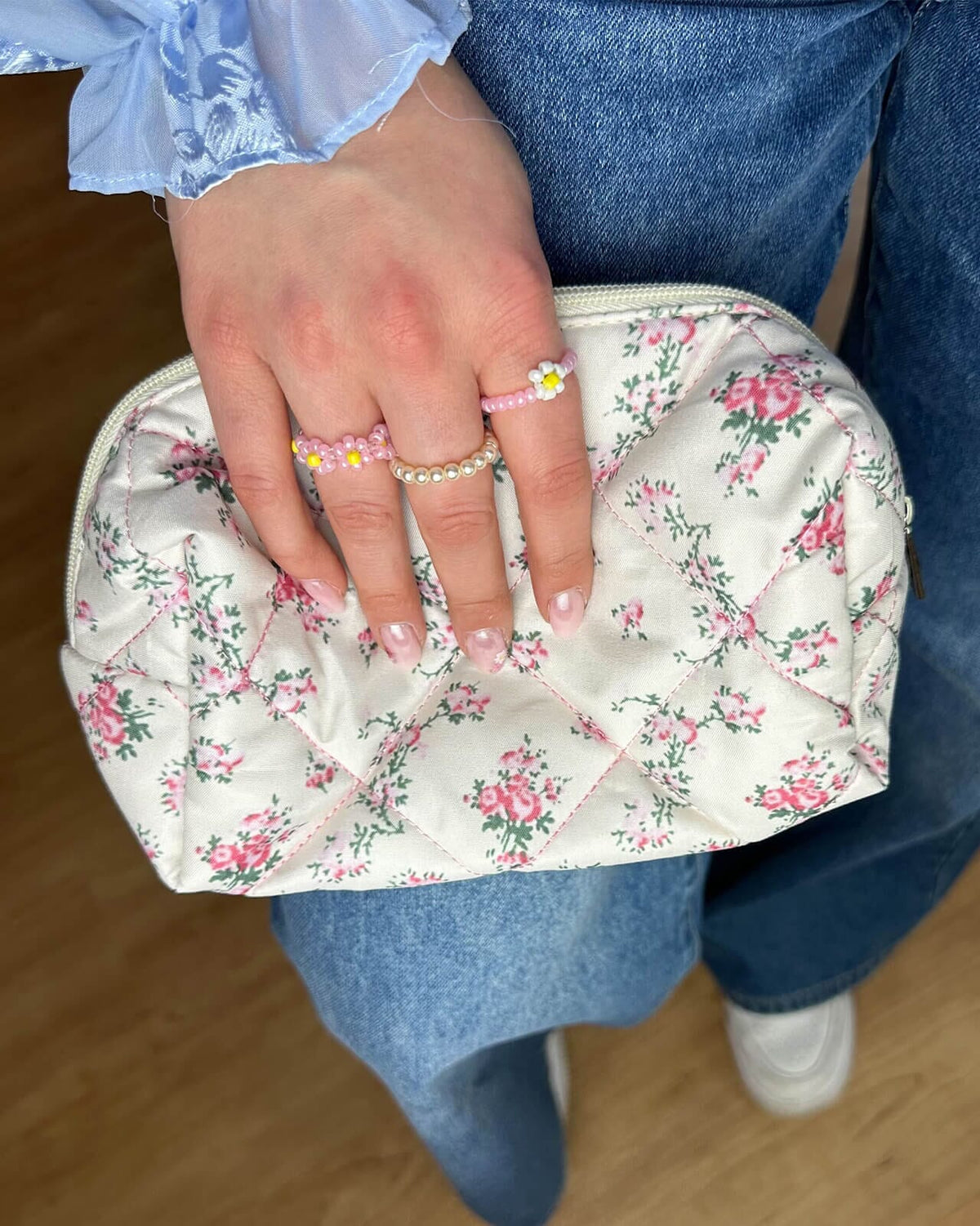 PIECES Toalettmappe Leslie Quilted Toilet Bag - Rose Shadow/ Romantic Floral