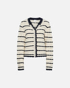 Y.A.S Strikket Cardigan Maddy - Birch/ Navy Blazer