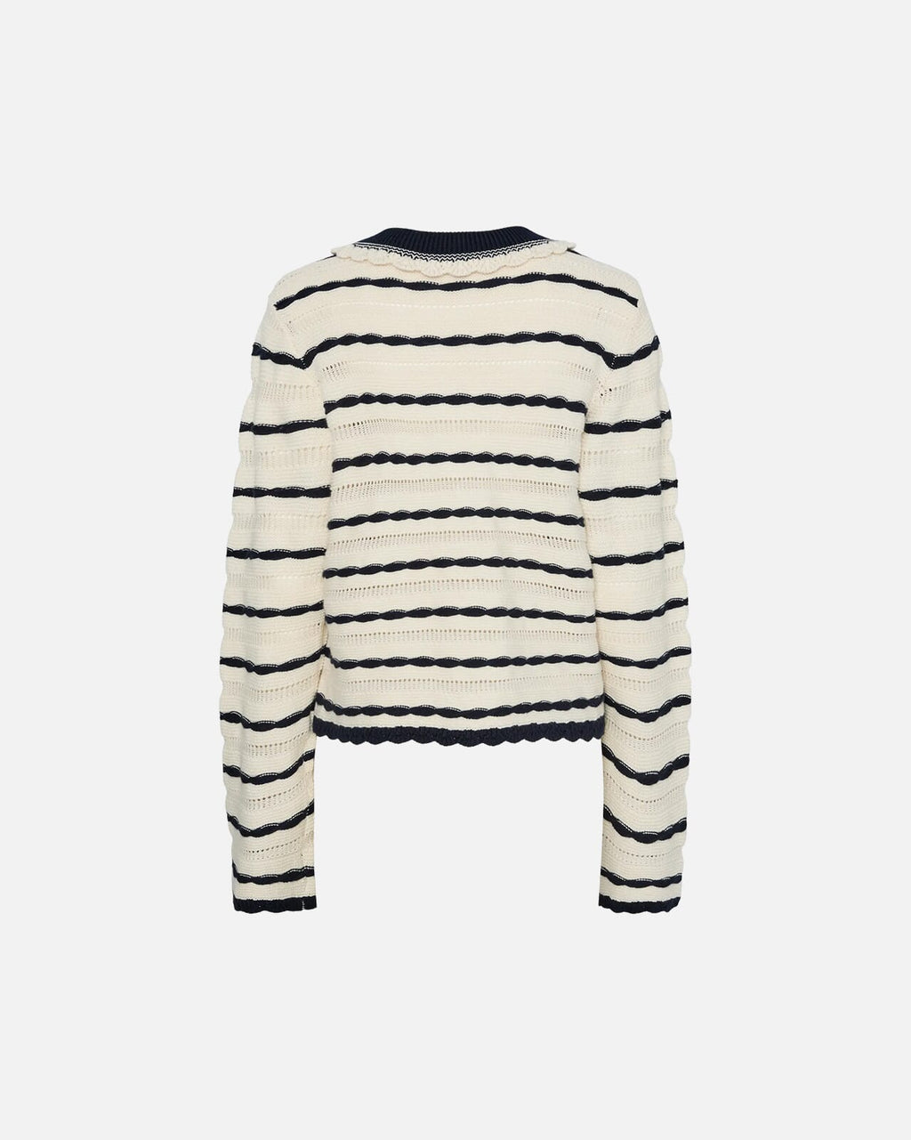 Y.A.S Strikket Cardigan Maddy - Birch/ Navy Blazer