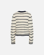 Y.A.S Strikket Cardigan Maddy - Birch/ Navy Blazer