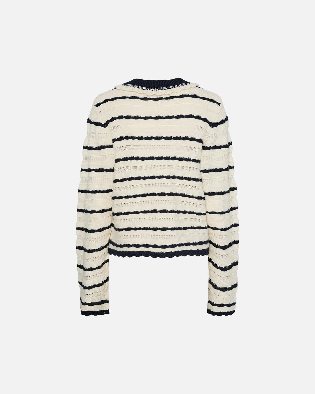 Y.A.S Strikket Cardigan Maddy - Birch/ Navy Blazer