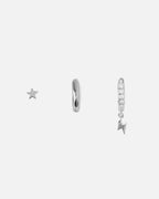 Orelia Øredobber Ear Party Star (3pk) - Silver - sølv