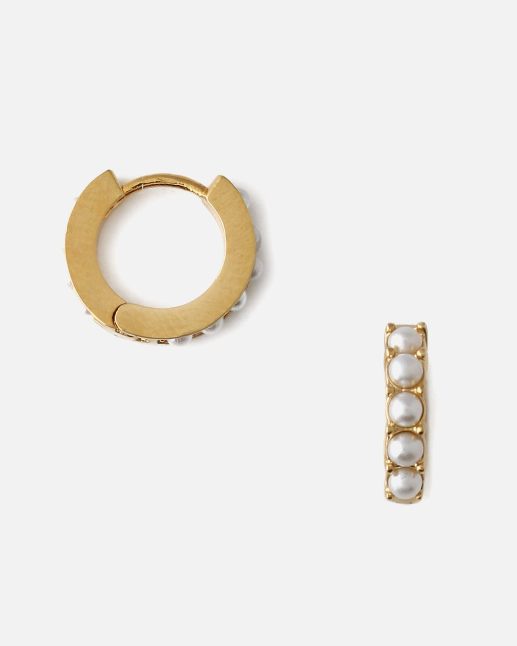 Orelia Øredobber Pearl Huggie Hoop - Gold - gull