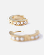 Orelia Øredobber Pearl Huggie Hoop - Gold - gull