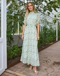 FLOYD Maxikjole Emmeli Flower - Island Green