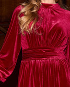 FLOYD Kjole Aliba Velour - Red