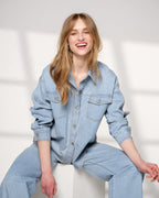 FLOYD Skjortejakke Dea Stripe - Blue/ White