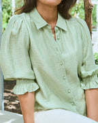 FLOYD Skjorte Norah Wave - Island Green