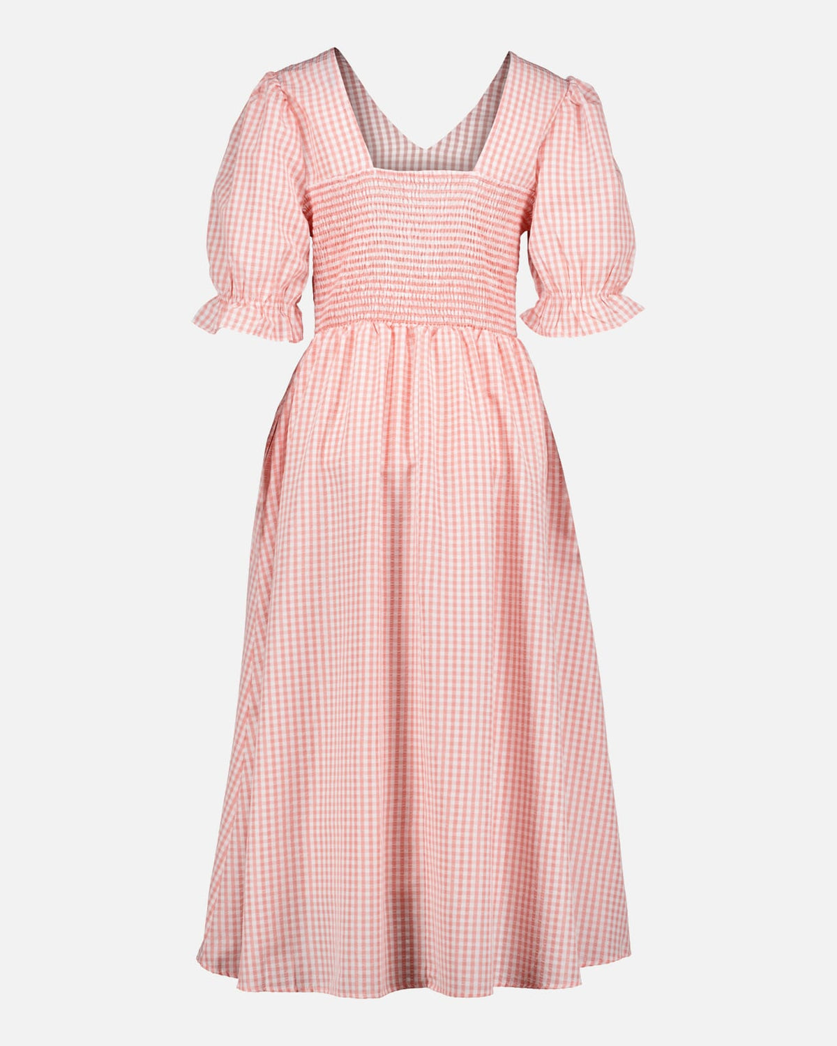 FLOYD Midikjole Helen Check - Peach Puff