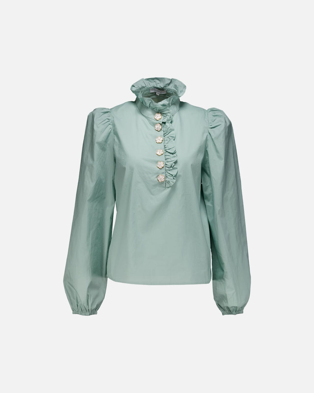FLOYD Bluse Vanda Cotton Flowerbutton - Ocen Mist