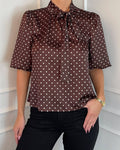 FLOYD Topp Corina Polka Satin - Dark Brown