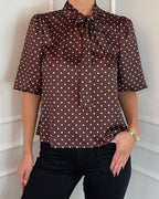 FLOYD Topp Corina Polka Satin - Dark Brown