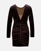 FLOYD Kjole Garsina Short Leo Velvet - Brown
