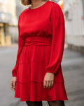 FLOYD Kjole Diane Round Satin - Red