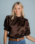 FLOYD Topp Emmeli Heavy Satin  - Dark Brown