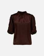 FLOYD Topp Emmeli Heavy Satin  - Dark Brown