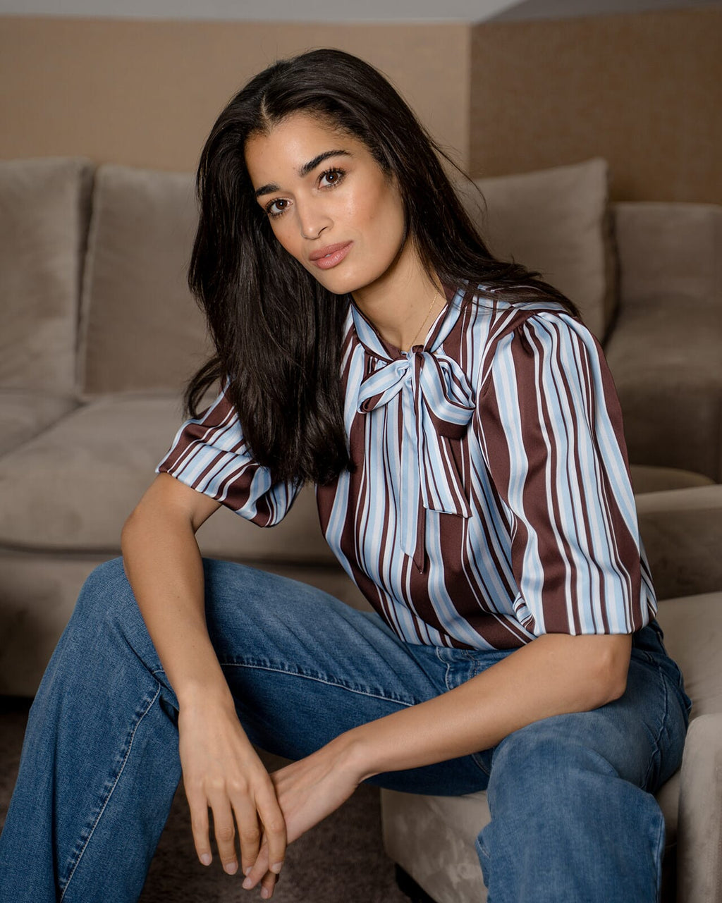 FLOYD Topp Corina Striped - Blue/ Brown