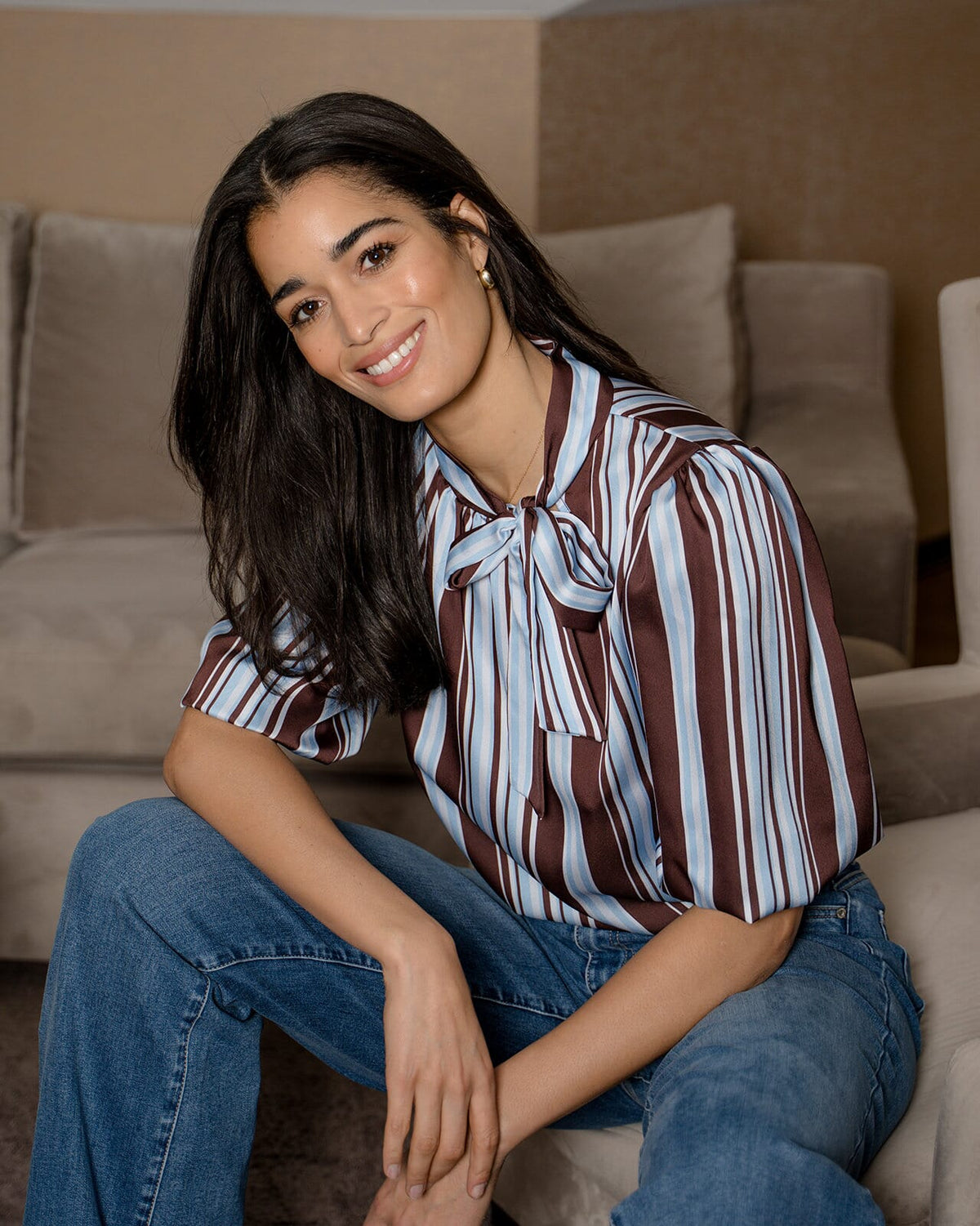 FLOYD Topp Corina Striped - Blue/ Brown