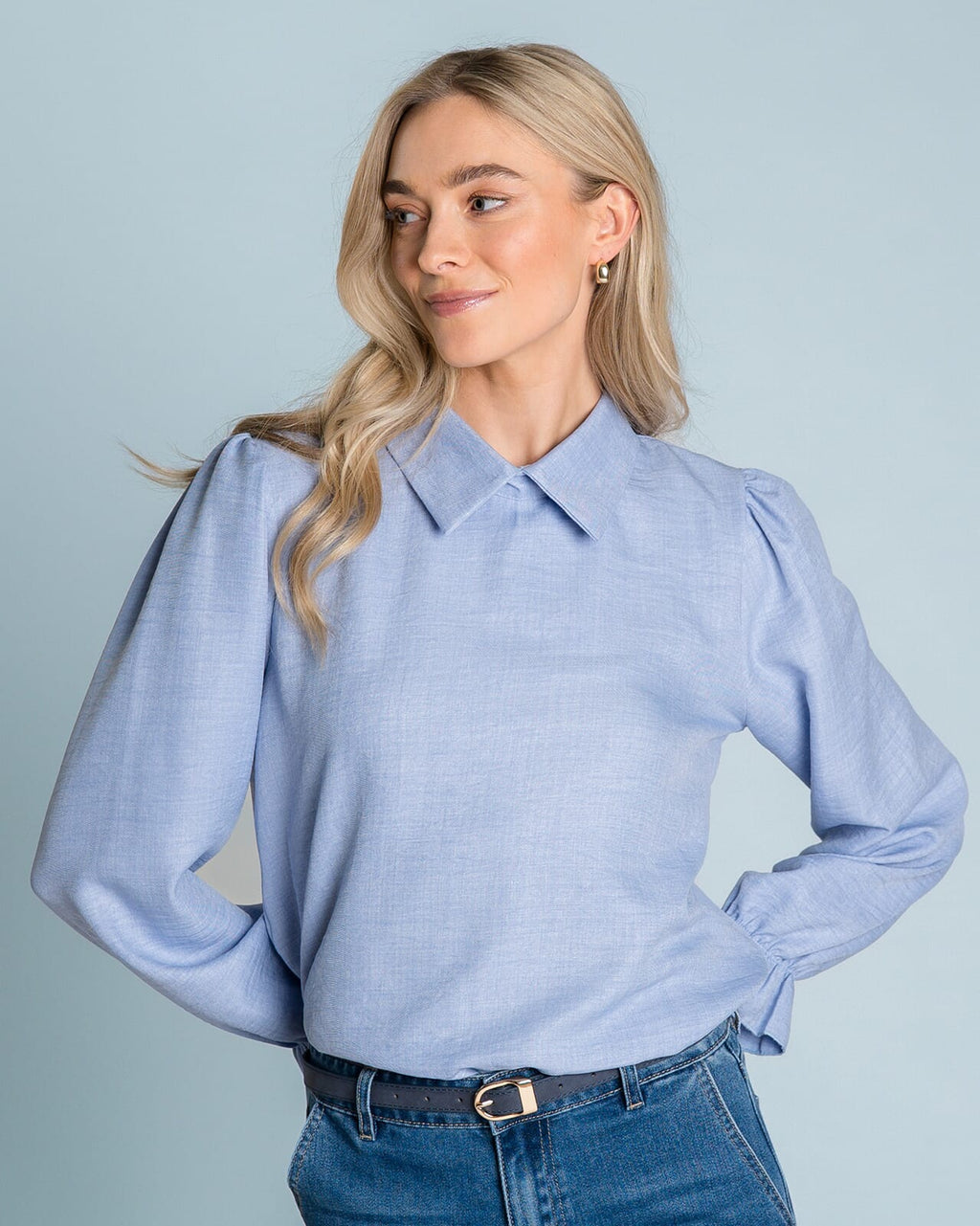 FLOYD Bluse Milan Linno - Light Blue