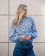 FLOYD Bluse Lany Polka - Light Blue/ Brown
