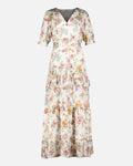 FLOYD Maxikjole Amora Mollis - Offwhite/ Green/ Pink
