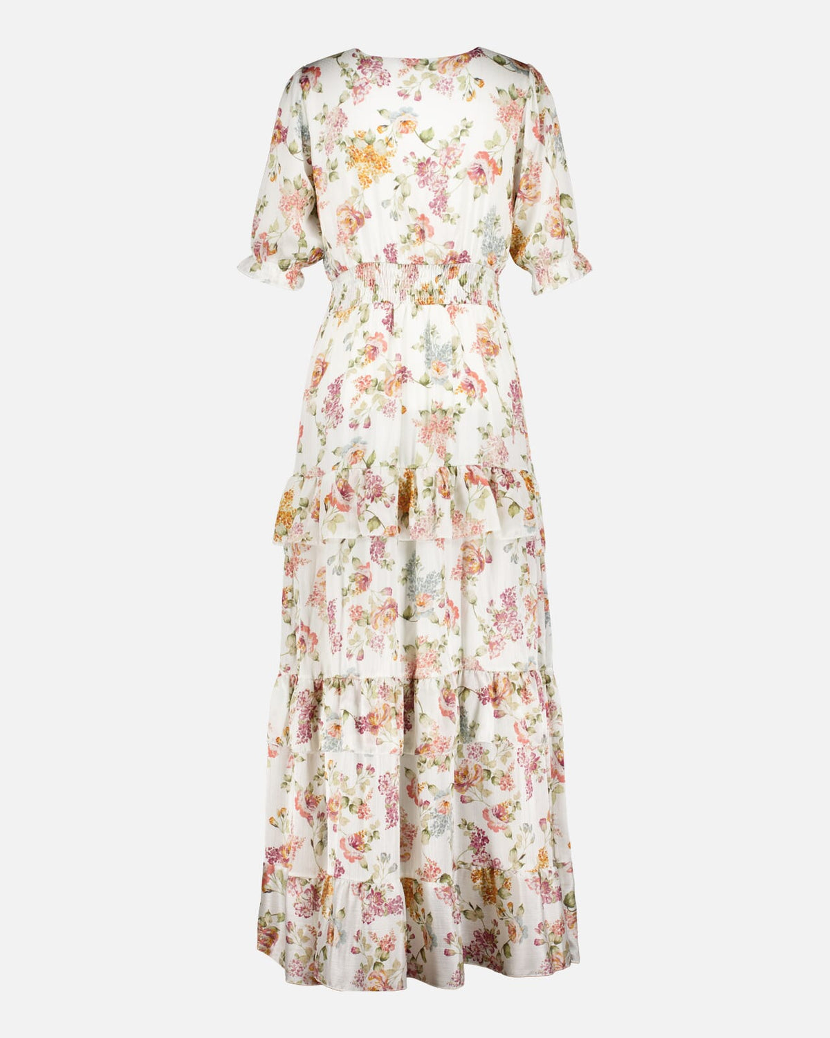 FLOYD Maxikjole Amora Mollis - Offwhite/ Green/ Pink