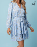 FLOYD Kjole Celest Linum - Light Blue