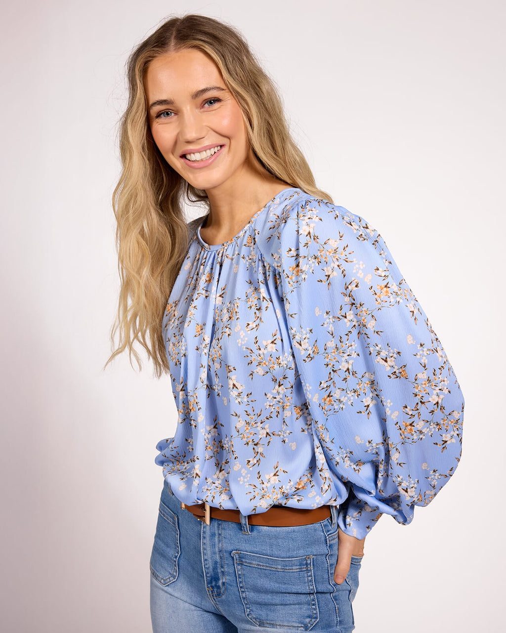 FLOYD Bluse Ebba Linum - Light Blue