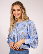 FLOYD Bluse Ebba Linum - Light Blue