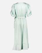 FLOYD Omslagskjole Samari Satin - Ocean Mist