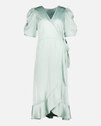 FLOYD Omslagskjole Samari Satin - Ocean Mist