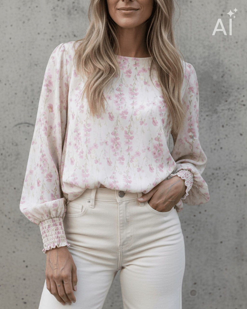 FLOYD Bluse Marita Gadi - Offwhite/ Light Pink