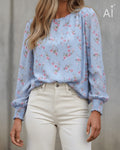 FLOYD Bluse Marita Bloom - Light Blue